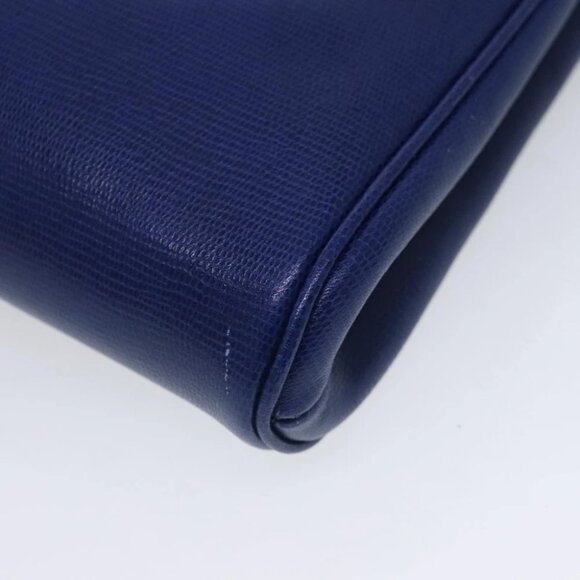 CELINE Shoulder Bag Leather Blue Gold Auth 94799V - Picture 10 of 15